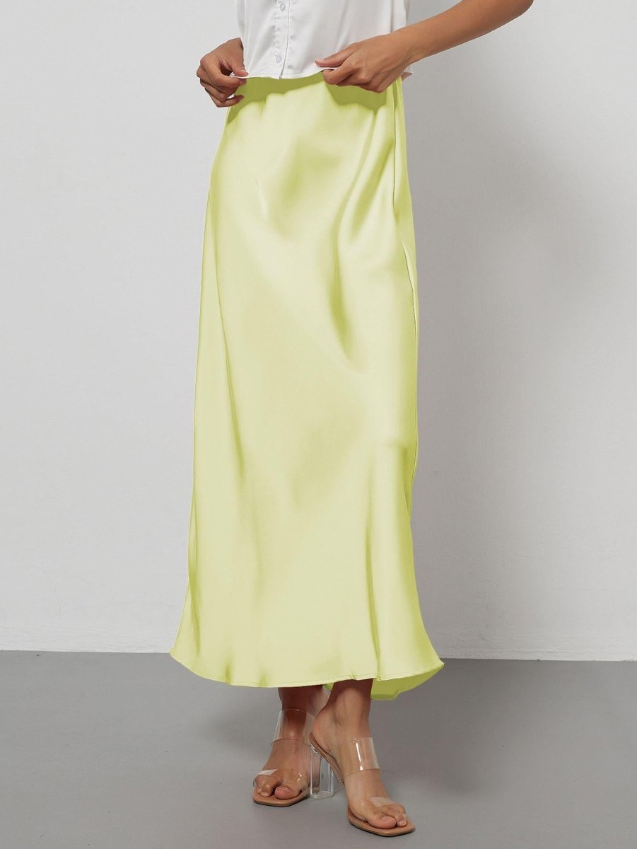 In-Stock Cross-Border Women's Clothing Wholesale European and American Style Elegant Satin Midi Skirt Slimming and Flowy - MANDOTOS INTERNATIONAL