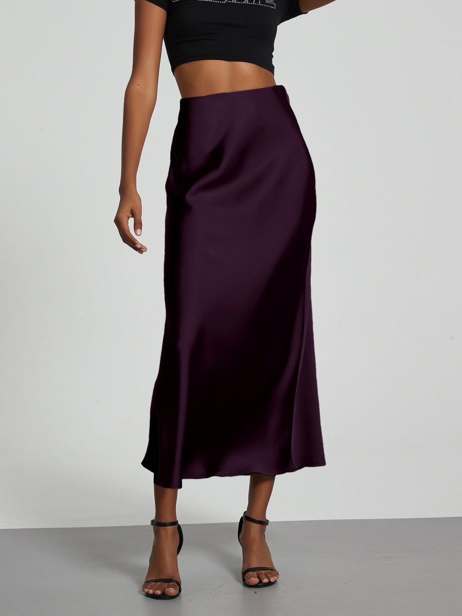 In-Stock Cross-Border Women's Clothing Wholesale European and American Style Elegant Satin Midi Skirt Slimming and Flowy - MANDOTOS INTERNATIONAL