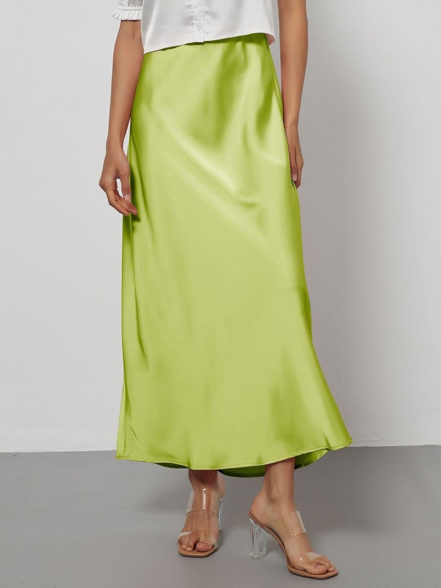 In-Stock Cross-Border Women's Clothing Wholesale European and American Style Elegant Satin Midi Skirt Slimming and Flowy - MANDOTOS INTERNATIONAL