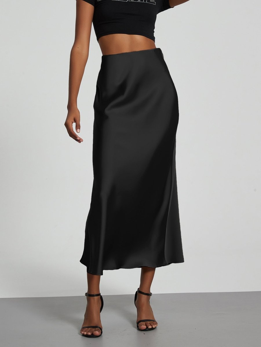 In-Stock Cross-Border Women's Clothing Wholesale European and American Style Elegant Satin Midi Skirt Slimming and Flowy - MANDOTOS INTERNATIONAL