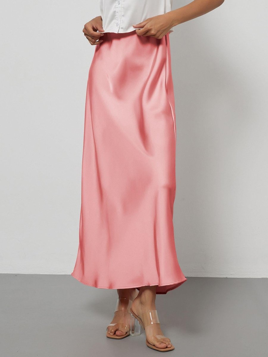 In-Stock Cross-Border Women's Clothing Wholesale European and American Style Elegant Satin Midi Skirt Slimming and Flowy - MANDOTOS INTERNATIONAL