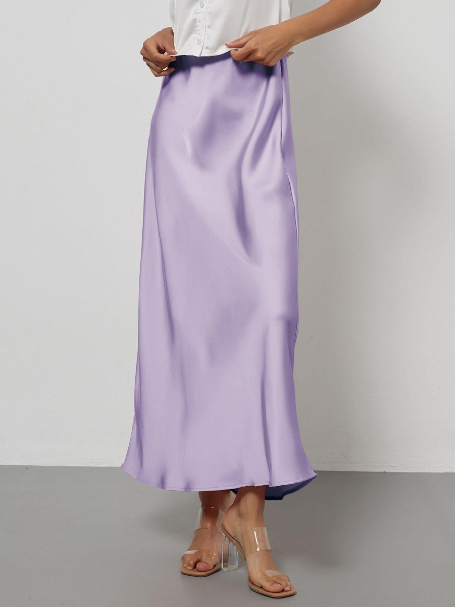 In-Stock Cross-Border Women's Clothing Wholesale European and American Style Elegant Satin Midi Skirt Slimming and Flowy - MANDOTOS INTERNATIONAL