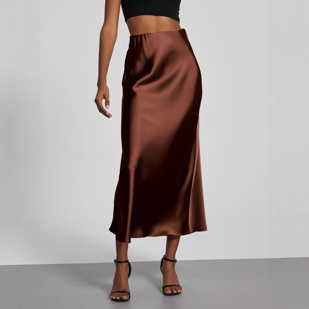 In-Stock Cross-Border Women's Clothing Wholesale European and American Style Elegant Satin Midi Skirt Slimming and Flowy - MANDOTOS INTERNATIONAL