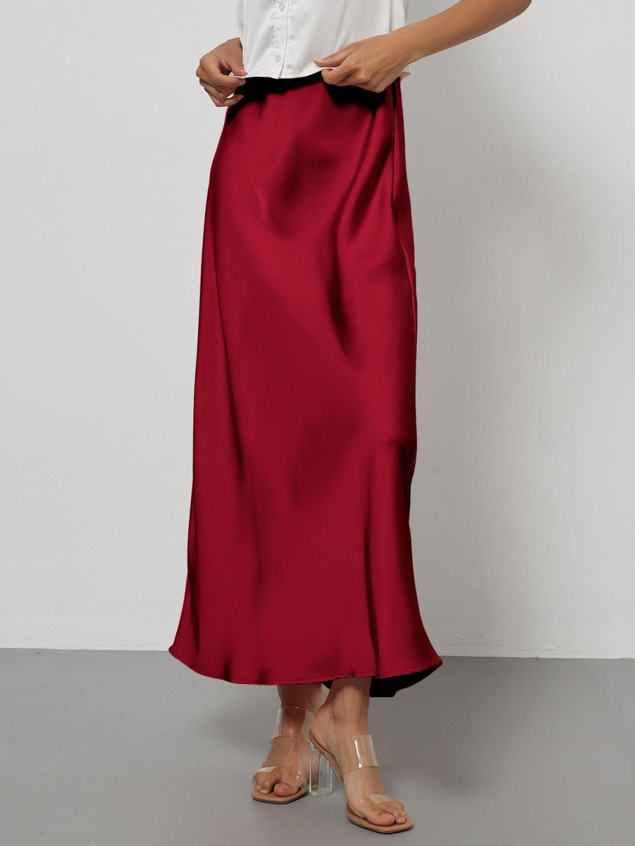 In-Stock Cross-Border Women's Clothing Wholesale European and American Style Elegant Satin Midi Skirt Slimming and Flowy - MANDOTOS INTERNATIONAL
