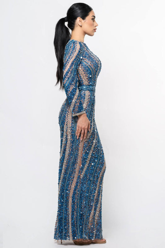 Mariam Long Sleeve Beaded Dress - MANDOTOS INTERNATIONALDresses