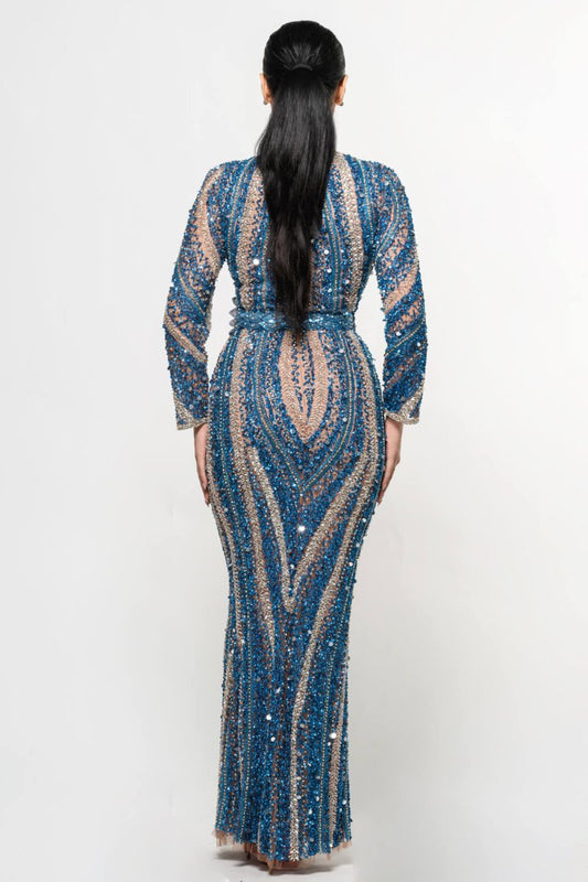 Mariam Long Sleeve Beaded Dress - MANDOTOS INTERNATIONALDresses