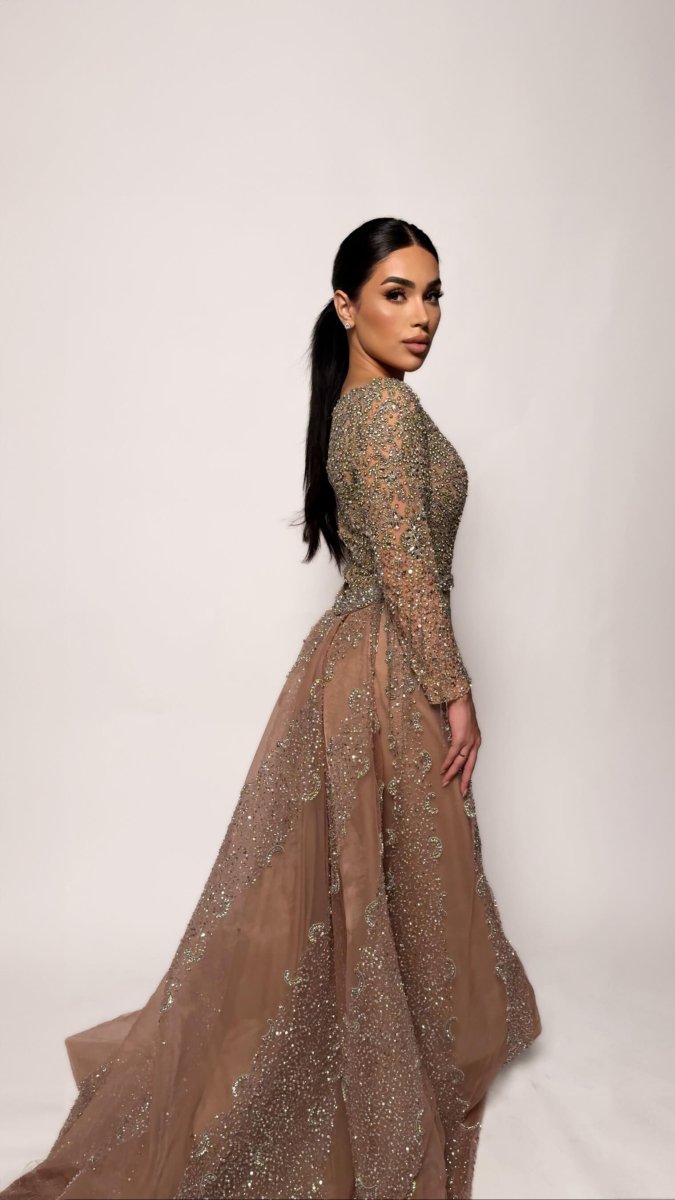 Aleya Beaded Detachable Embellished Sequin Overskirt (Dress Not Included) - MANDOTOS INTERNATIONALLong Dress