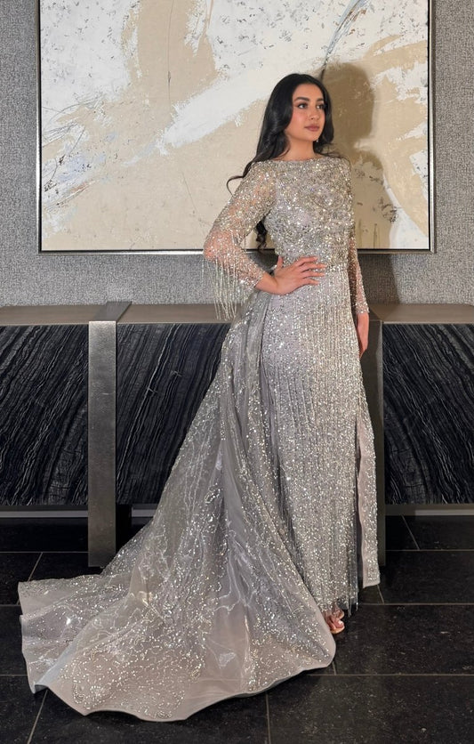 Aleya Beaded Detachable Embellished Sequin Overskirt (Dress Not Included) - MANDOTOS INTERNATIONALLong Dress