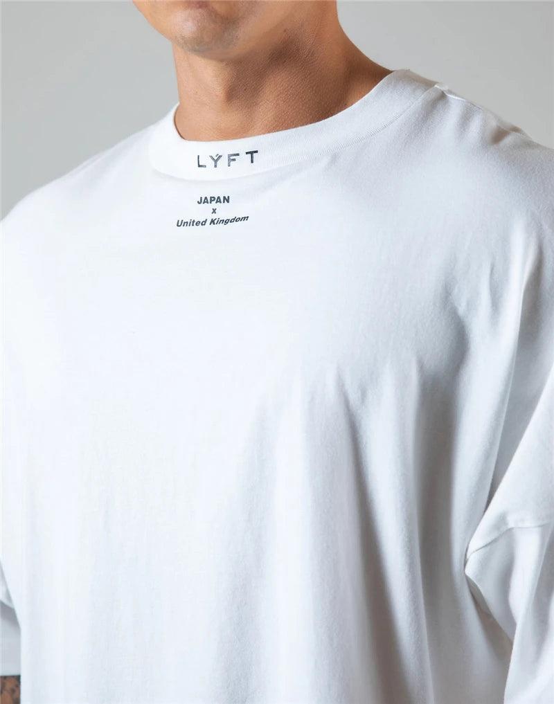 JAPAN&UK Cotton Gym Sport T Shirt Men Short Sleeve Running Shirt Men Workout Training Tees Fitness Loose large size M-XXXL