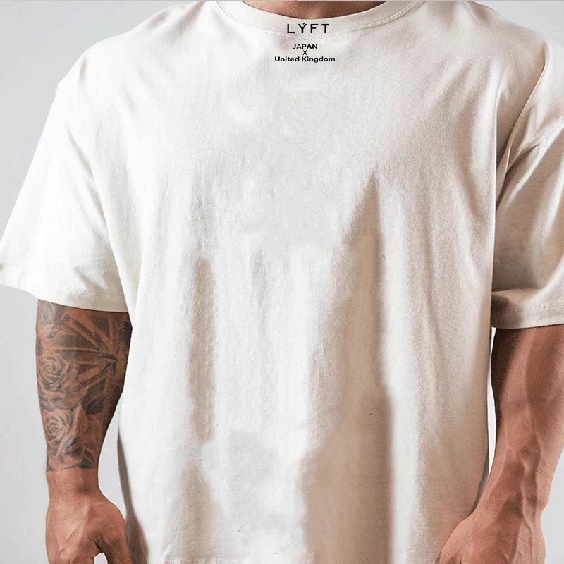 JAPAN&UK Cotton Gym Sport T Shirt Men Short Sleeve Running Shirt Men Workout Training Tees Fitness Loose large size M-XXXL