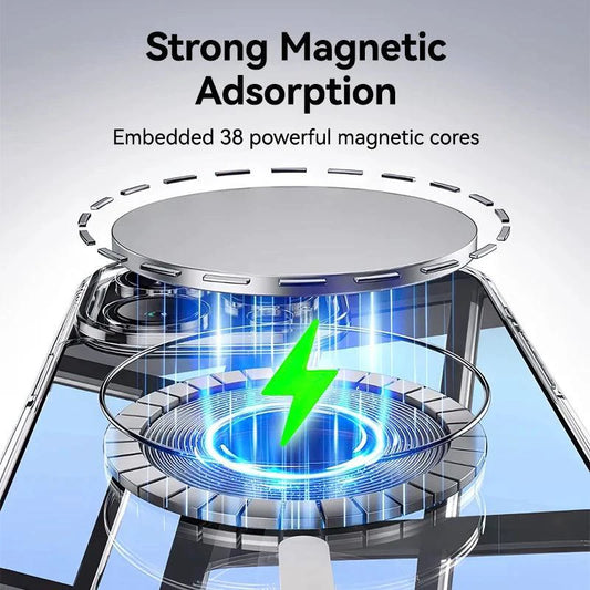 Joyroom Magnetic Case For iPhone 16 15 Pro Max Case Anti Yellow Transparent Cover For iPhone 16 Pro Wireless Charger Thin Cover - MANDOTOS