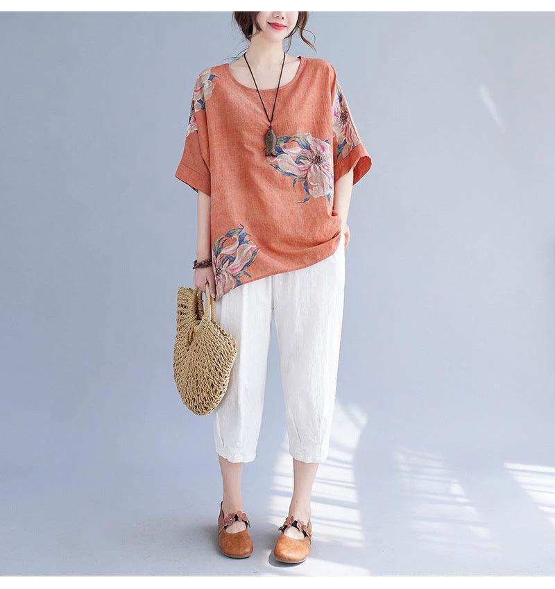 Korean Cotton Hemp Summer Half Sleeve Top - Effortlessly Stylish Comfort - MANDOTOS