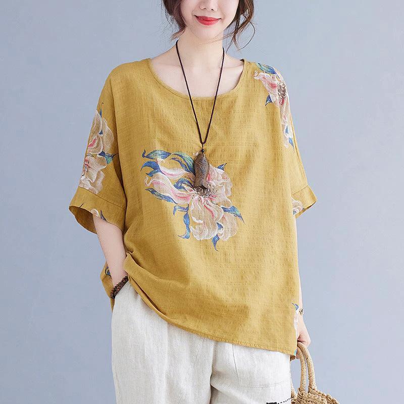 Korean Cotton Hemp Summer Half Sleeve Top - Effortlessly Stylish Comfort - MANDOTOS