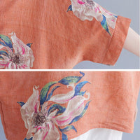 Korean Cotton Hemp Fat Mm Half Sleeve Top Summer - MANDOTOS