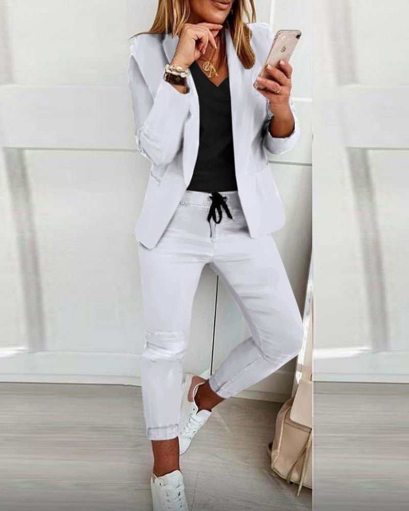 Lapel Blazer & Drawstring Trousers OL Suit – 12 Colors XS–3XL - MANDOTOS INTERNATIONALTwo-Piece Set