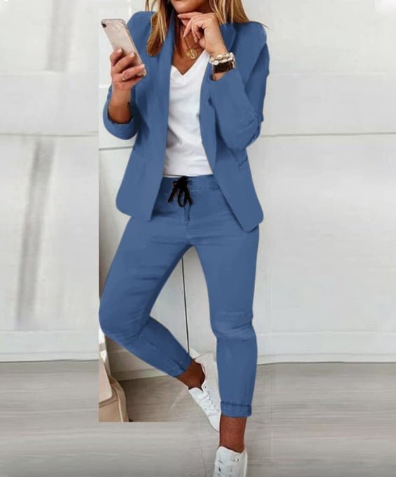 Lapel Blazer & Drawstring Trousers OL Suit – 12 Colors XS–3XL - MANDOTOS INTERNATIONALTwo-Piece Set