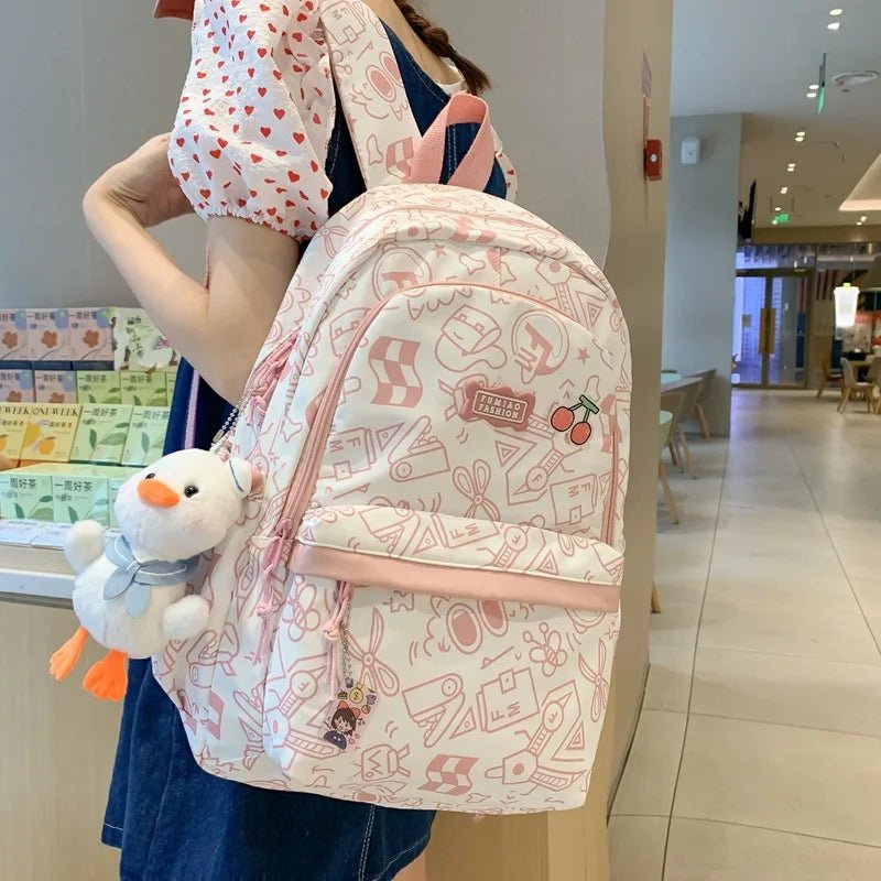 Large Capacity School Bag Travel Bags Girl Boy Bookbags High Teenager Student Plaid Backpack Cute Print Schoolbags - MANDOTOS INTERNATIONAL