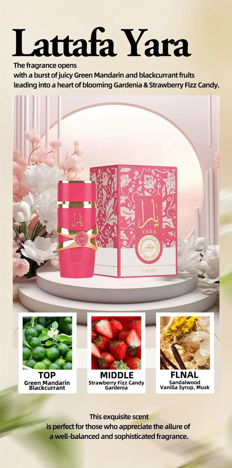 Lattafa Yara Perfume Women Eau De Parfum Original Arab Perfumes Arabian Perfume Lasting Fragrance Light Fragrance Long-lasting - MANDOTOS