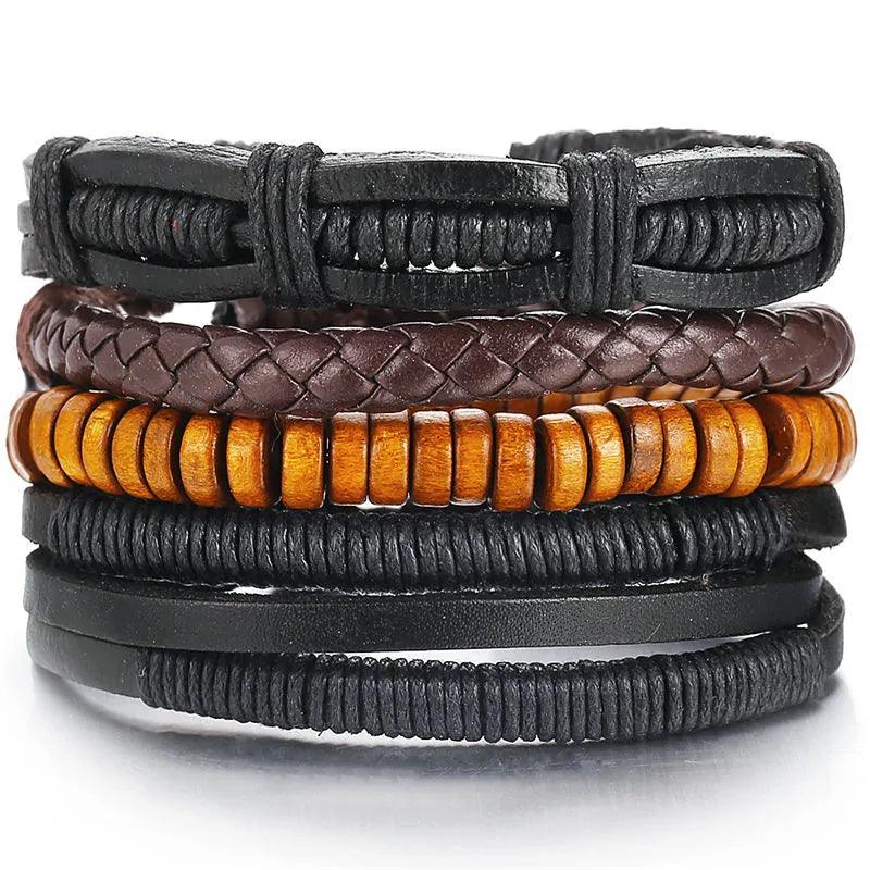 Layered Leather Charm Bracelet - MANDOTOS