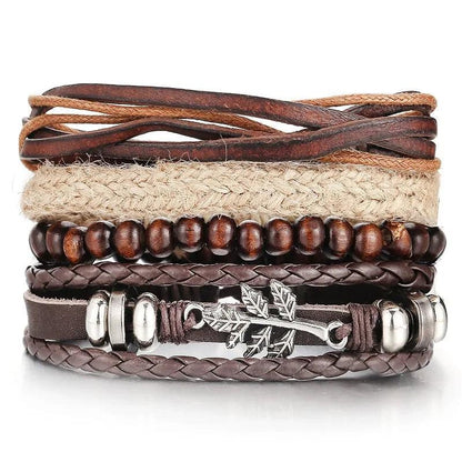 Layered Leather Charm Bracelet - MANDOTOS