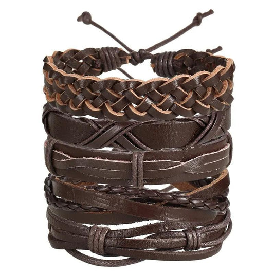 Layered Leather Charm Bracelet - MANDOTOS