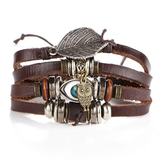 Layered Leather Charm Bracelet - MANDOTOS