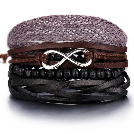 Layered Leather Charm Bracelet - MANDOTOS