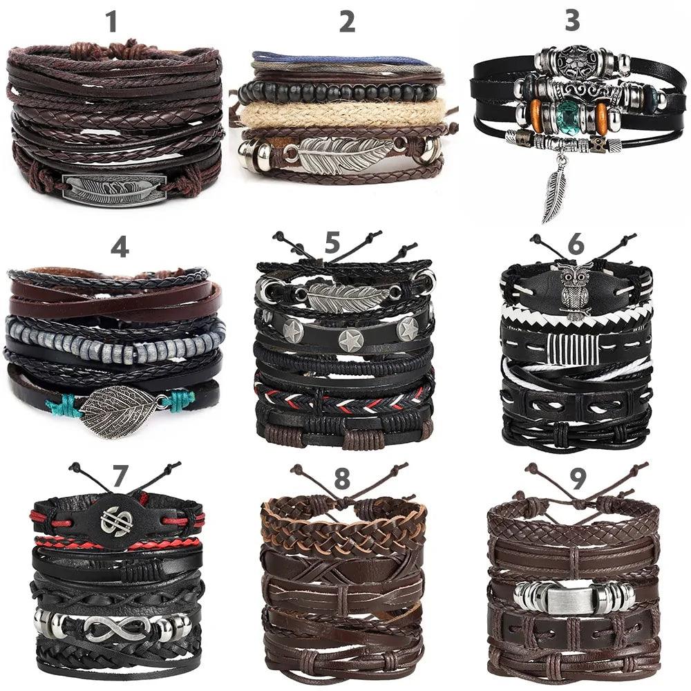 Layered Leather Charm Bracelet - MANDOTOS
