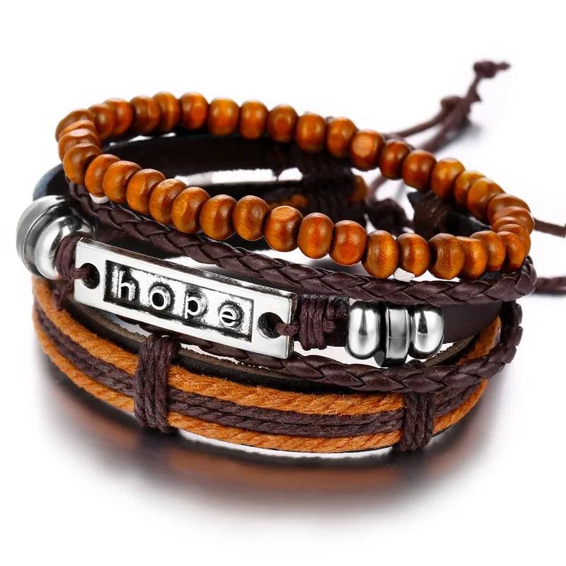 Layered Leather Charm Bracelet - MANDOTOS
