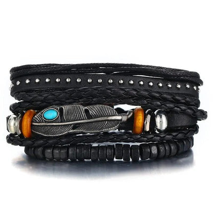 Layered Leather Charm Bracelet - MANDOTOS