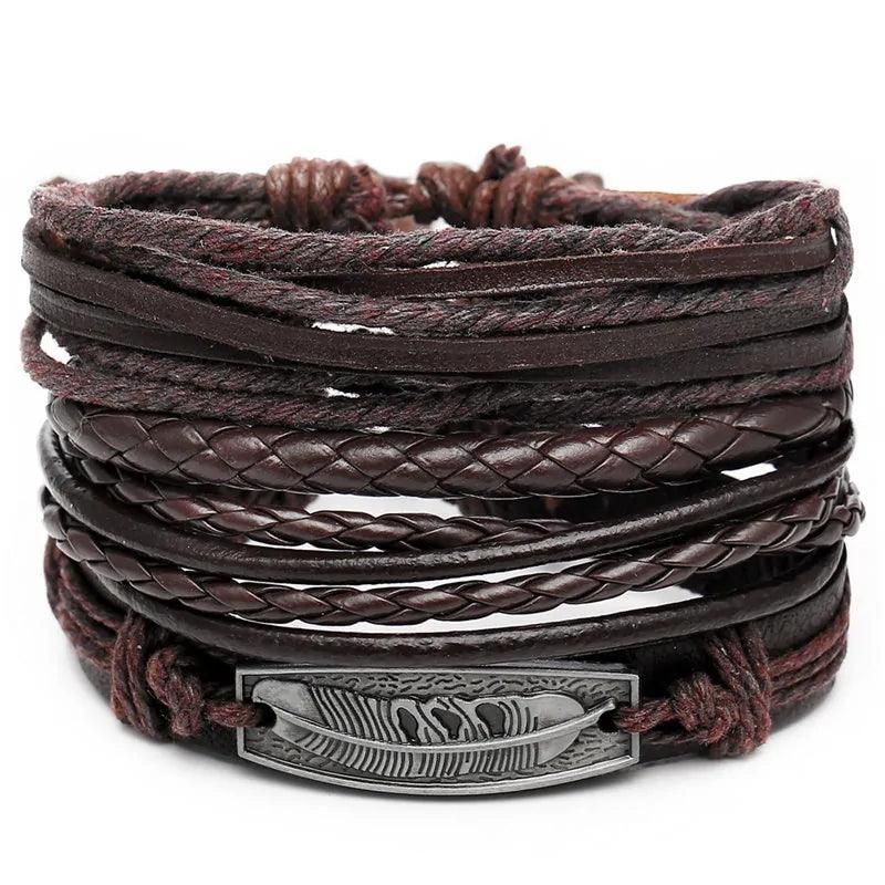 Layered Leather Charm Bracelet - MANDOTOS