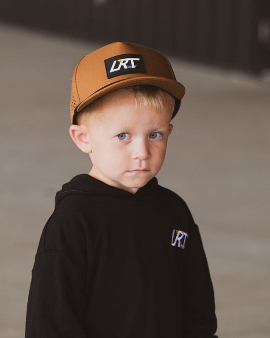 Little Rad Things waterproof age snapback hat in chestnut color, featuring a durable, stylish design for kids.