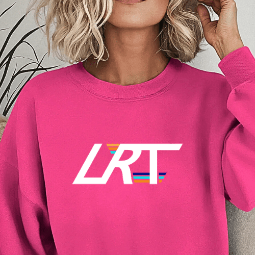 Adult Little Rad Things winged logo crew sweatshirt, casual shirt with ribbed cuffs and logo design on front.