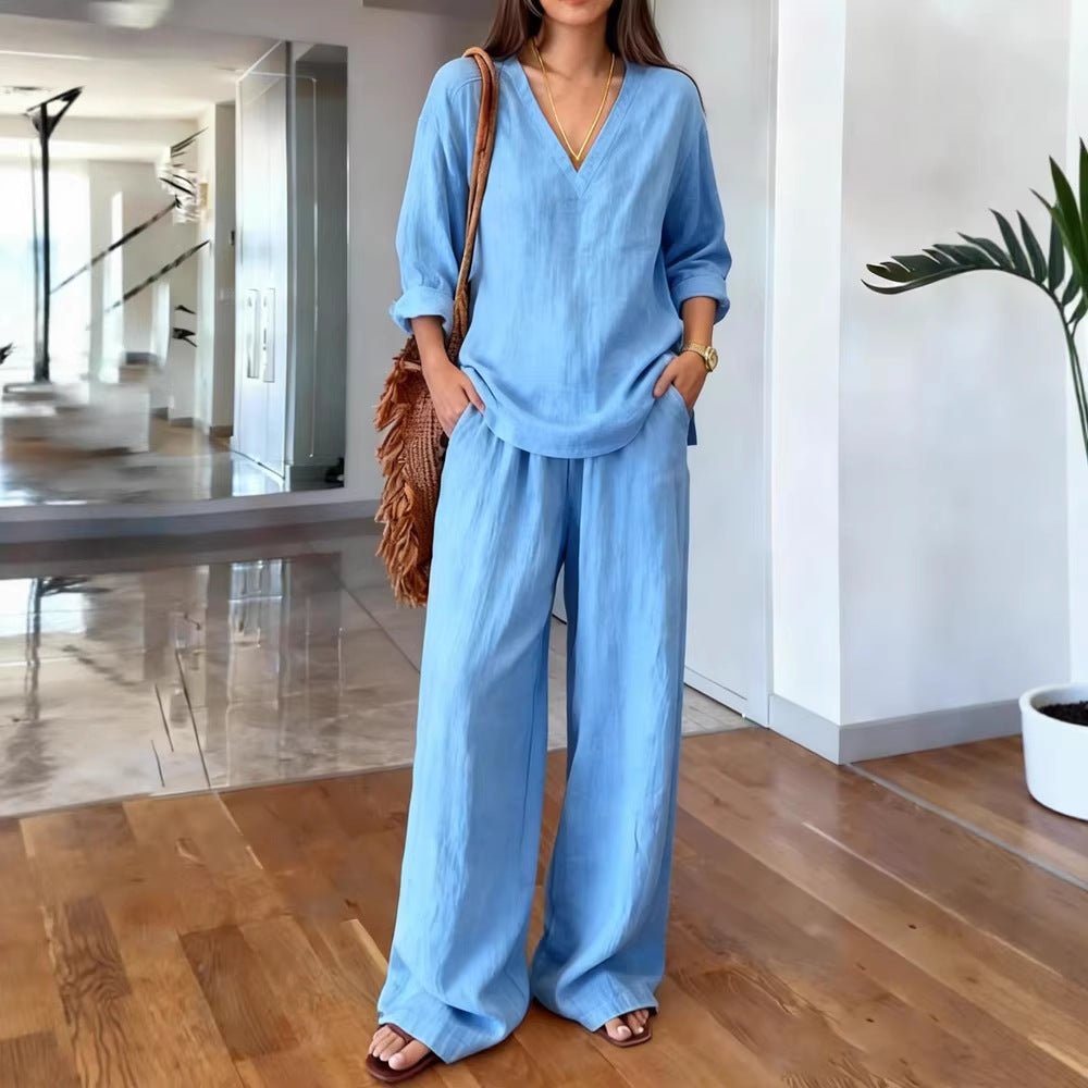 Long Sleeve Top & Full-Length Pants Two-Piece Set – 9 Colors S–3XL - MANDOTOS INTERNATIONALTwo-Piece Set
