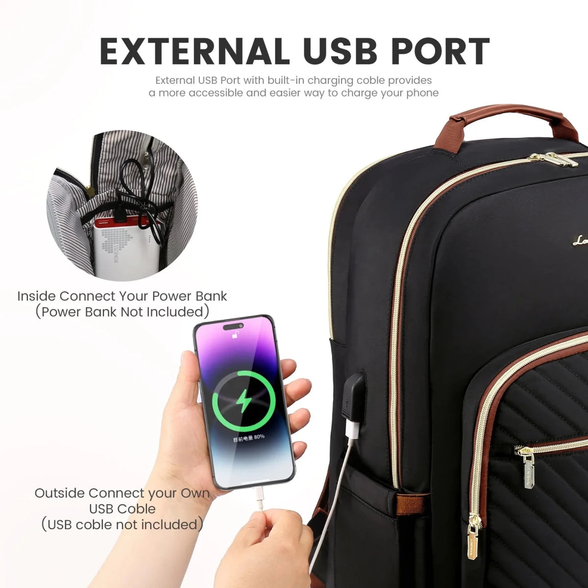 Stylish Waterproof Laptop Backpack for Women Girls - LOVEVOOK College School Bag - MANDOTOS INTERNATIONAL