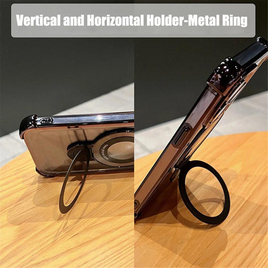 Luxury Plating Shockproof Magnetic Bracket For Magsafe Clear Case For iPhone 15 16 14 13 12 11 Pro Max With Holder Stand Cover - MANDOTOS