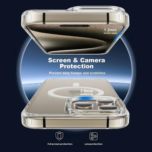Magnetic Clear Case for iPhone 16 15 14 13 11 12 Pro Max Plus Transparent Case Wireless Charging Cover Compatible With Magsafe - MANDOTOS