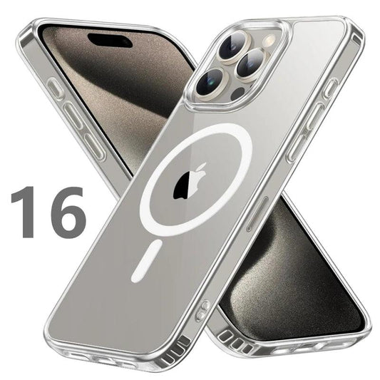 Magnetic Clear Case for iPhone 16 15 14 13 11 12 Pro Max Plus Transparent Case Wireless Charging Cover Compatible With Magsafe - MANDOTOS