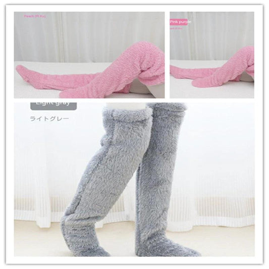 Cozy Winter Knee-High Fuzzy Socks for Cold-Proof Comfort - MANDOTOS