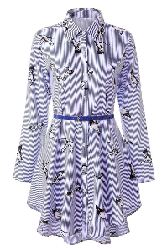 Long sleeve women's striped shirt by MANDOTOS featuring a classic pattern and comfortable fit.