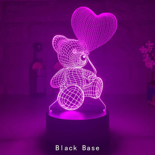 Mandotos 3D Teddy Bear Lamp Acrylic USB LED Night Light 16 Colors Remote Control MANDOTOS