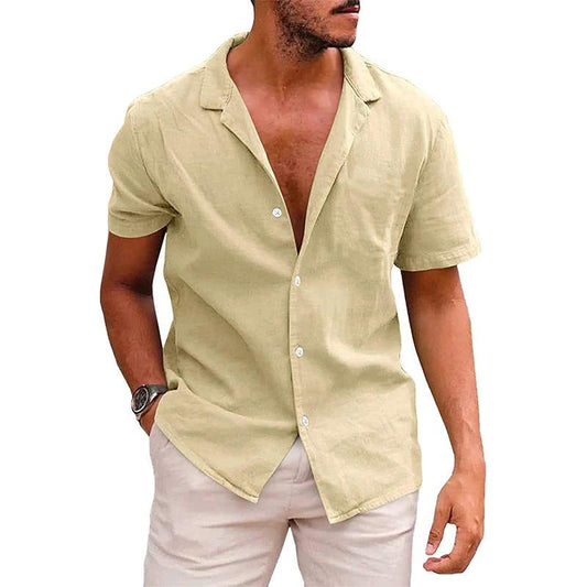 Men's Casual Beach Shirt - Short Sleeve Button Down for Effortless Summer Style MANDOTOS