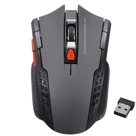 Mandotos gaming wireless mouse with 2.4G wireless connectivity, ergonomic design, and multiple buttons on a dark background.