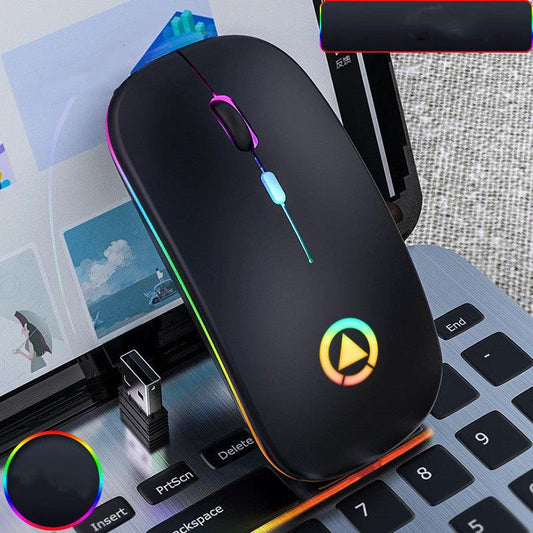 Mandotos wireless charging Bluetooth mouse with sleek design, visible buttons, and charging pad in use on a desk.