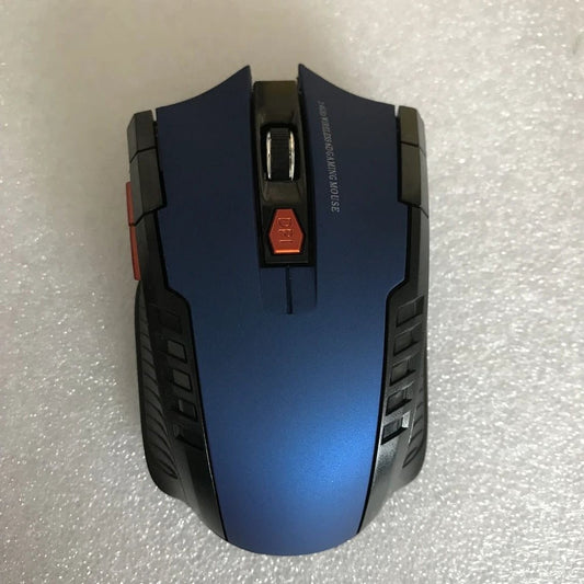 Wireless MANDOTOS mouse with ergonomic design, featuring a sleek black body and scroll wheel, on a plain white background.