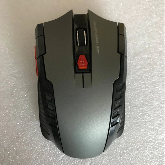 Wireless MANDOTOS mouse with ergonomic design and black finish, featuring scroll wheel and side buttons for comfortable use