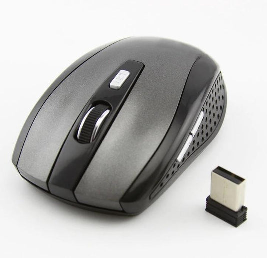 Mandotos wireless office computer mouse, sleek black design, ergonomic shape, suitable for office work and computer use.