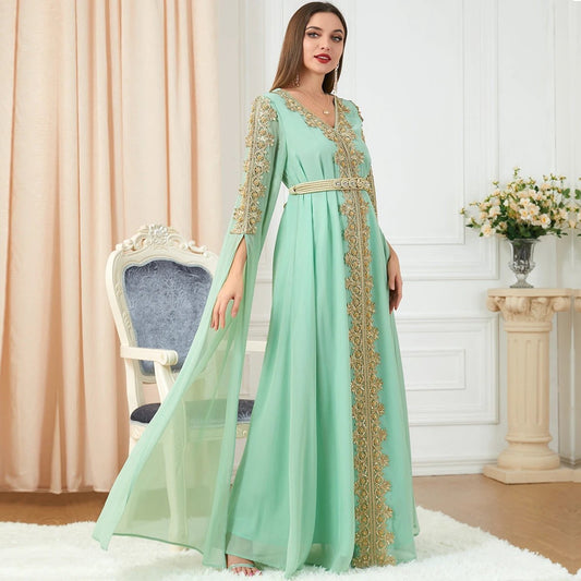 Women's Skirt Splicing Extra Long Sleeve Dress MANDOTOS