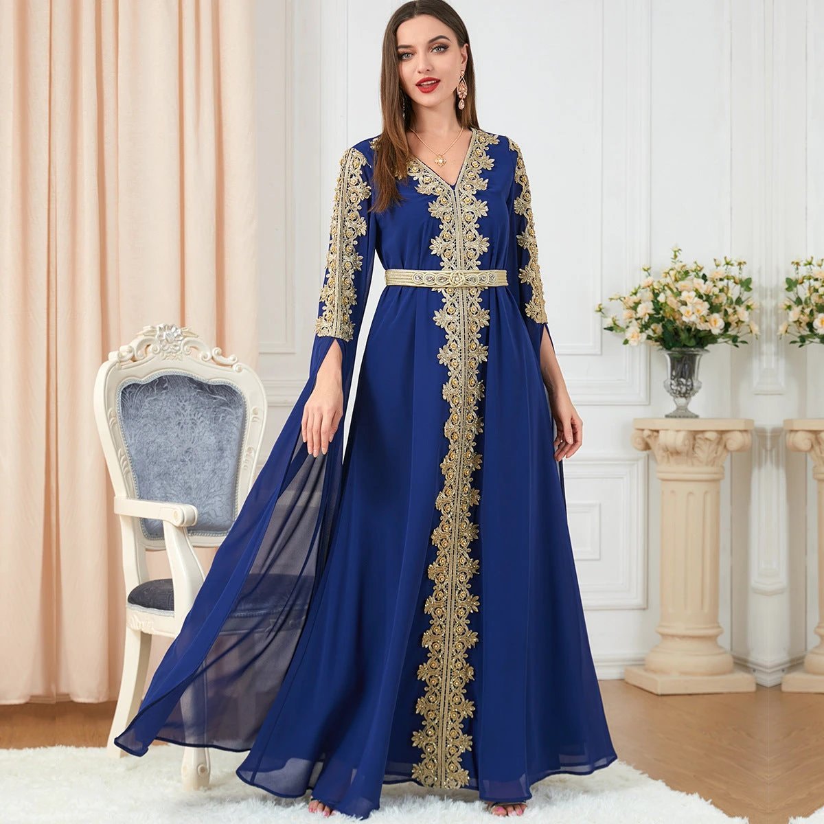 Women's Skirt Splicing Extra Long Sleeve Dress MANDOTOS