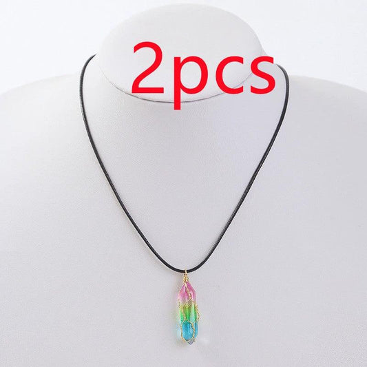 Women's transparent geometric diamond crystal necklace by MANDOTOS featuring clear sparkling crystals and modern design.